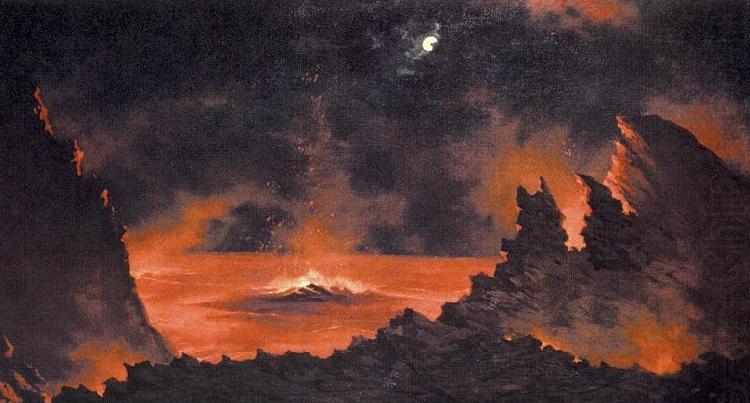 Volcano at Night, Jules Tavernier